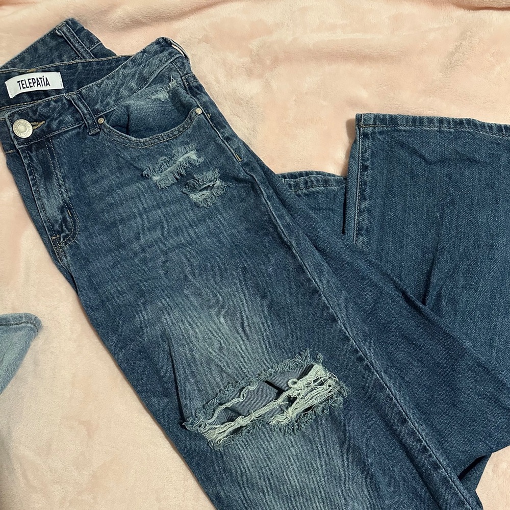 Women's Blue Distressed Jeans